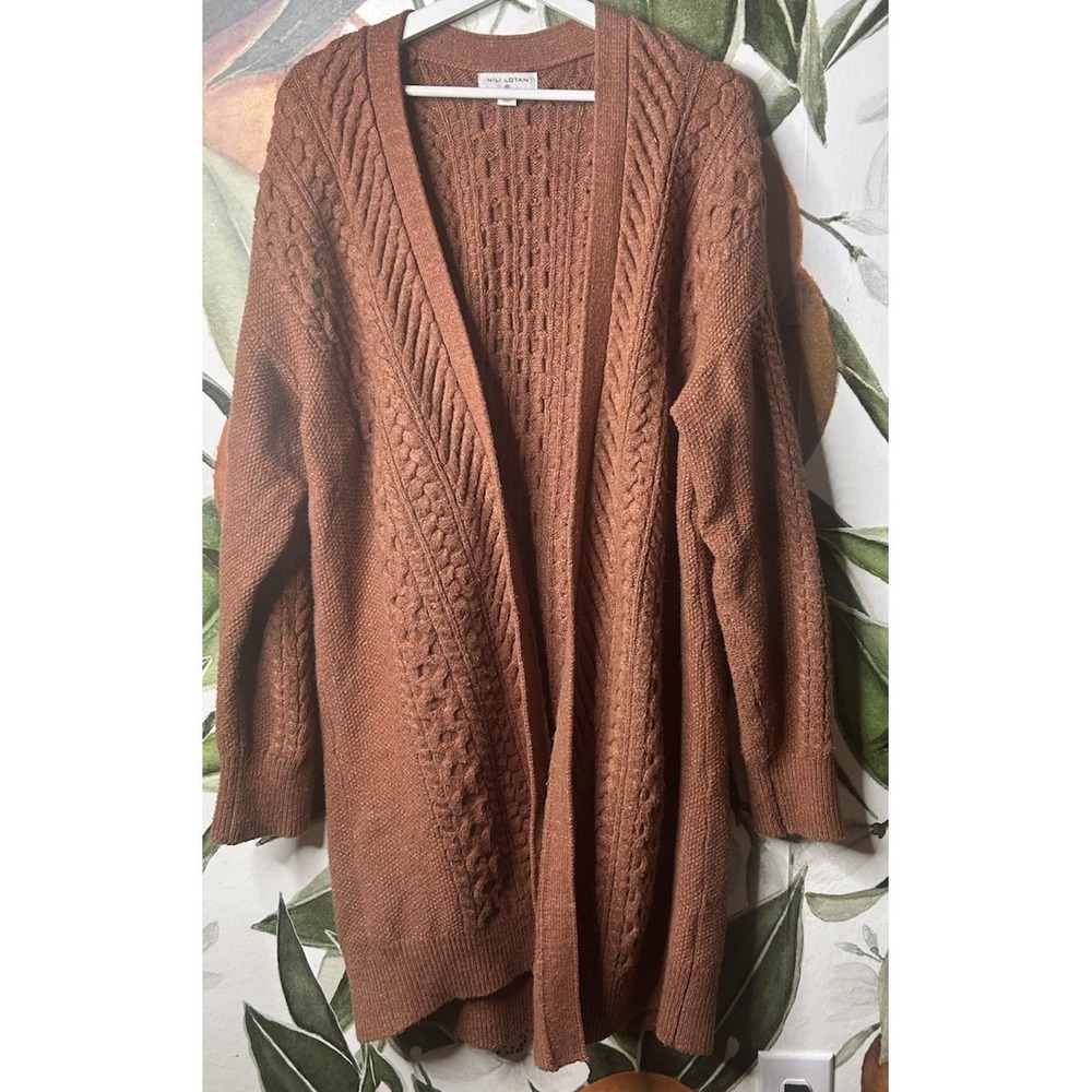 Nili Lotan X Target Cableknit Longline Cardigan‎ Sweater Wool Blend Chunky XL